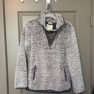 Thread & Supply Grey Sherpa Quarter-Zip Pullover